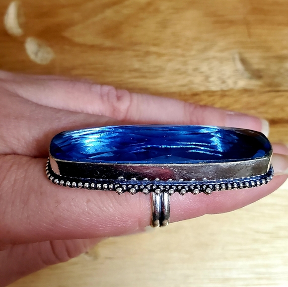 New Blue Quartz 925 Silver Statement Ring. - Picture 10 of 10